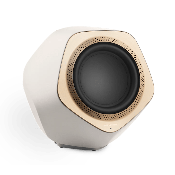Bang & Olufsen Beolab 19 subwoofer i hvid og guld set oppefra