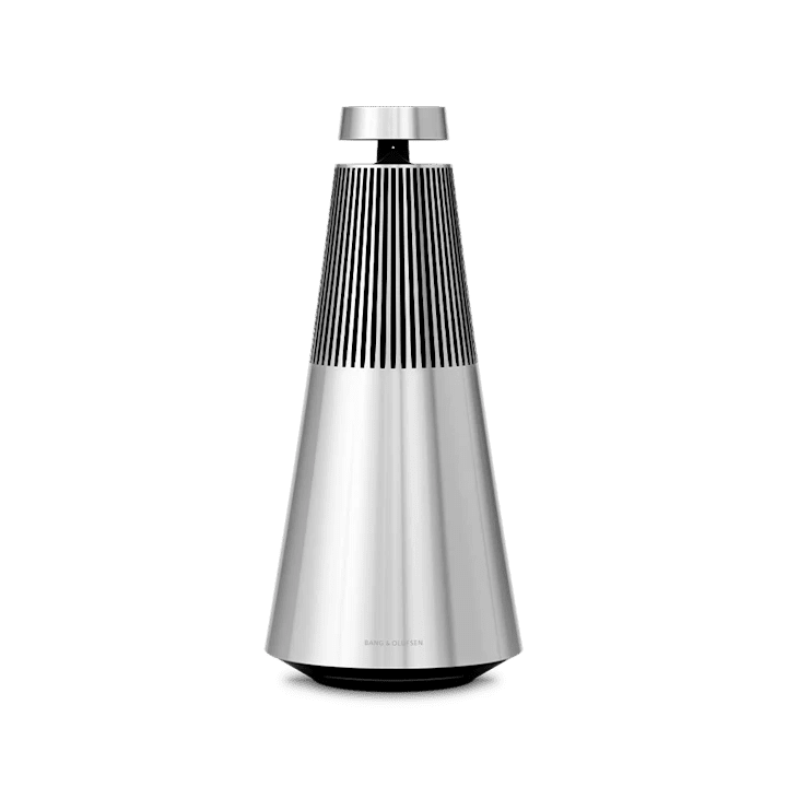 Beosound 2 elegant hjemmehøjttaler i sølv med konisk design