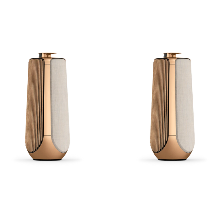 To Beolab 50 højttalere i bronze finish med akustisk stofpanel