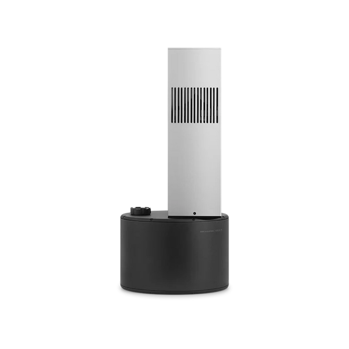 Beosound Bollard udendørs højttalersystem med hvid cylindrisk top og sort base