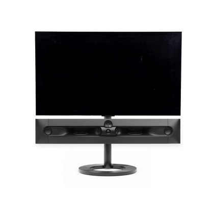 Bang & Olufsen Beosound Premiere i black anthracite aluminium uden højttalerfront med 42" LG C5 OLED TV på gulvstand