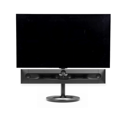 Bang & Olufsen Beosound Premiere i black anthracite aluminium uden højttalerfront med 48" LG C5 OLED TV på gulvstand