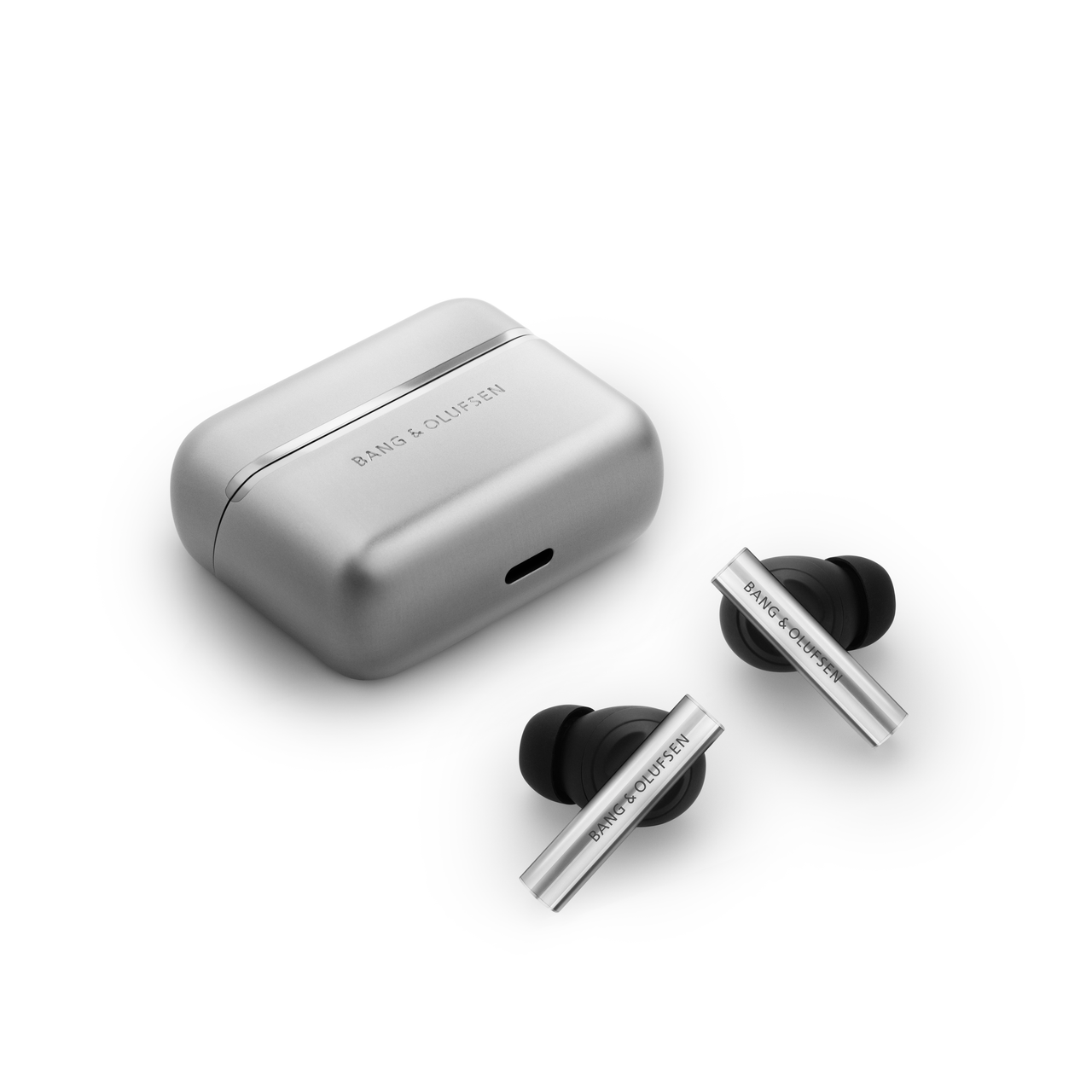 Bang & Olufsen Beoplay EX trådløse earbuds i sølv med ladeetui