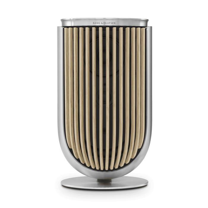 Bang & Olufsen Beolab 8 højttaler i aluminium med vertikale trælameller