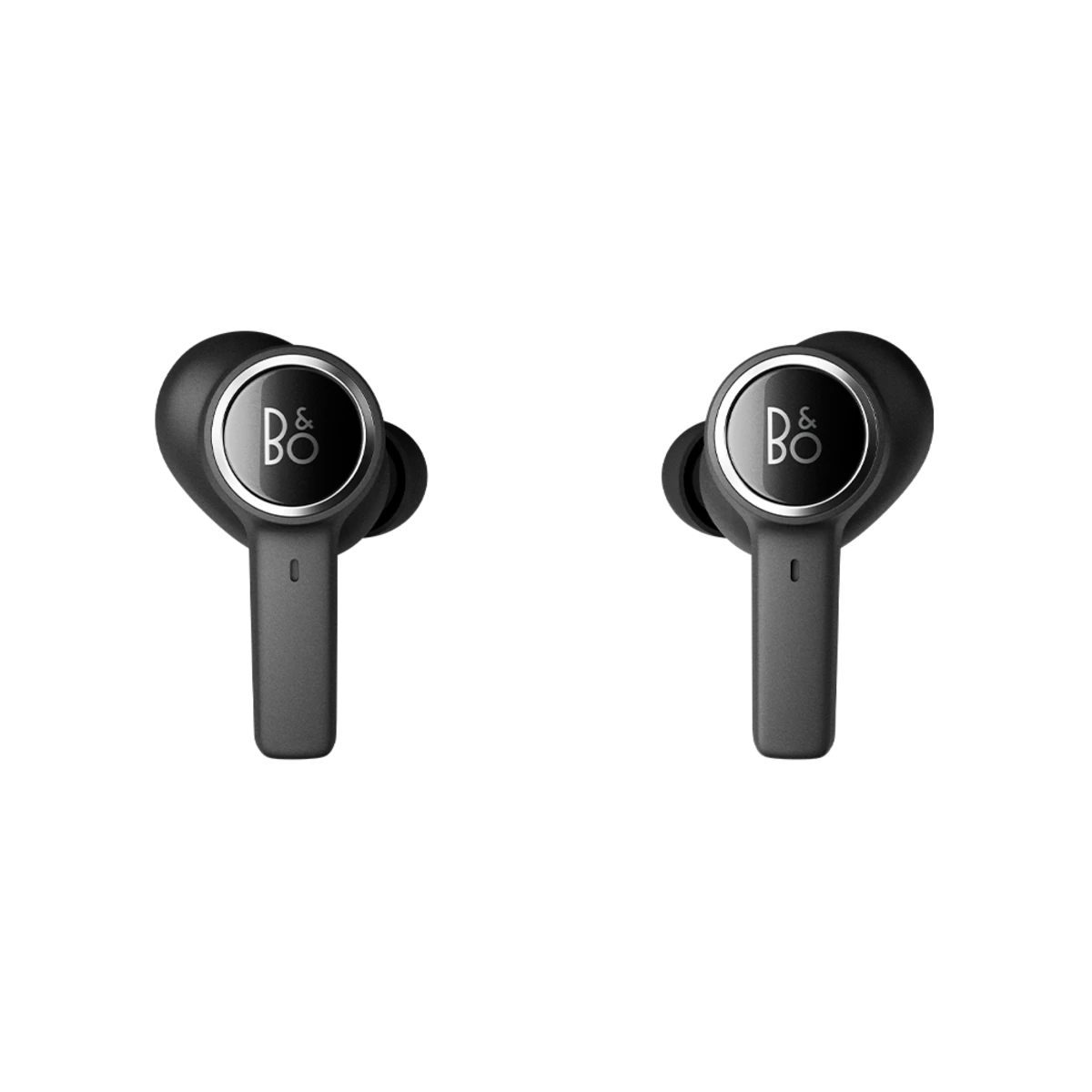 To sorte Bang & Olufsen Beoplay EX trådløse earbuds med B&O logo