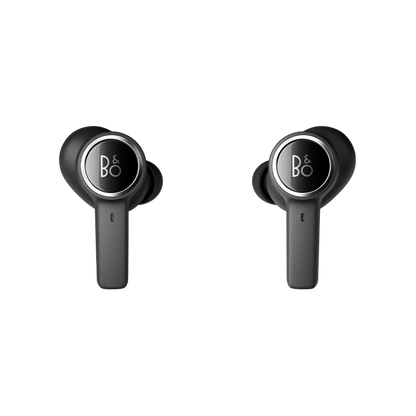 To sorte Bang & Olufsen Beoplay EX trådløse earbuds med B&O logo