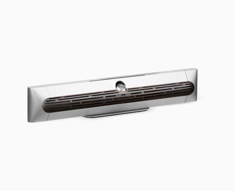 Bang & Olufsen Beosound Premiere i natural aluminium med mørk eg højttalerfront