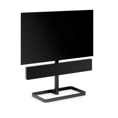 Beosound Stage soundbar med TV på sort stander