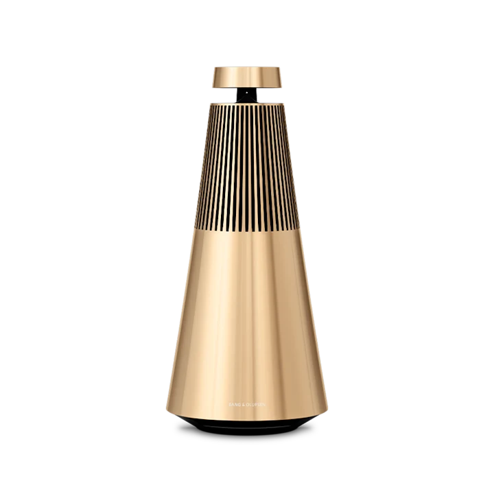 Beosound 2 højttaler i guld finish med konisk design