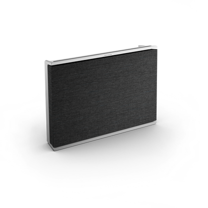 Beosound Level portable WiFi speaker in Natural with dark fabric grille and aluminum frame