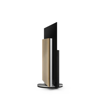 Bang & Olufsen Beovision Harmony fjernsyn med træfinish og sort skærm på hvid baggrund