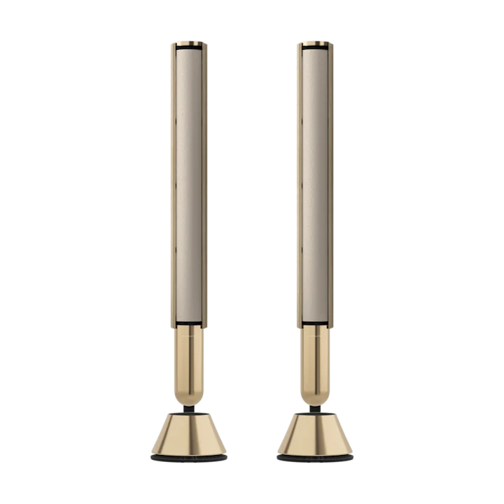 To Bang & Olufsen Beolab 28 trådløse højttalere i champagne guld finish
