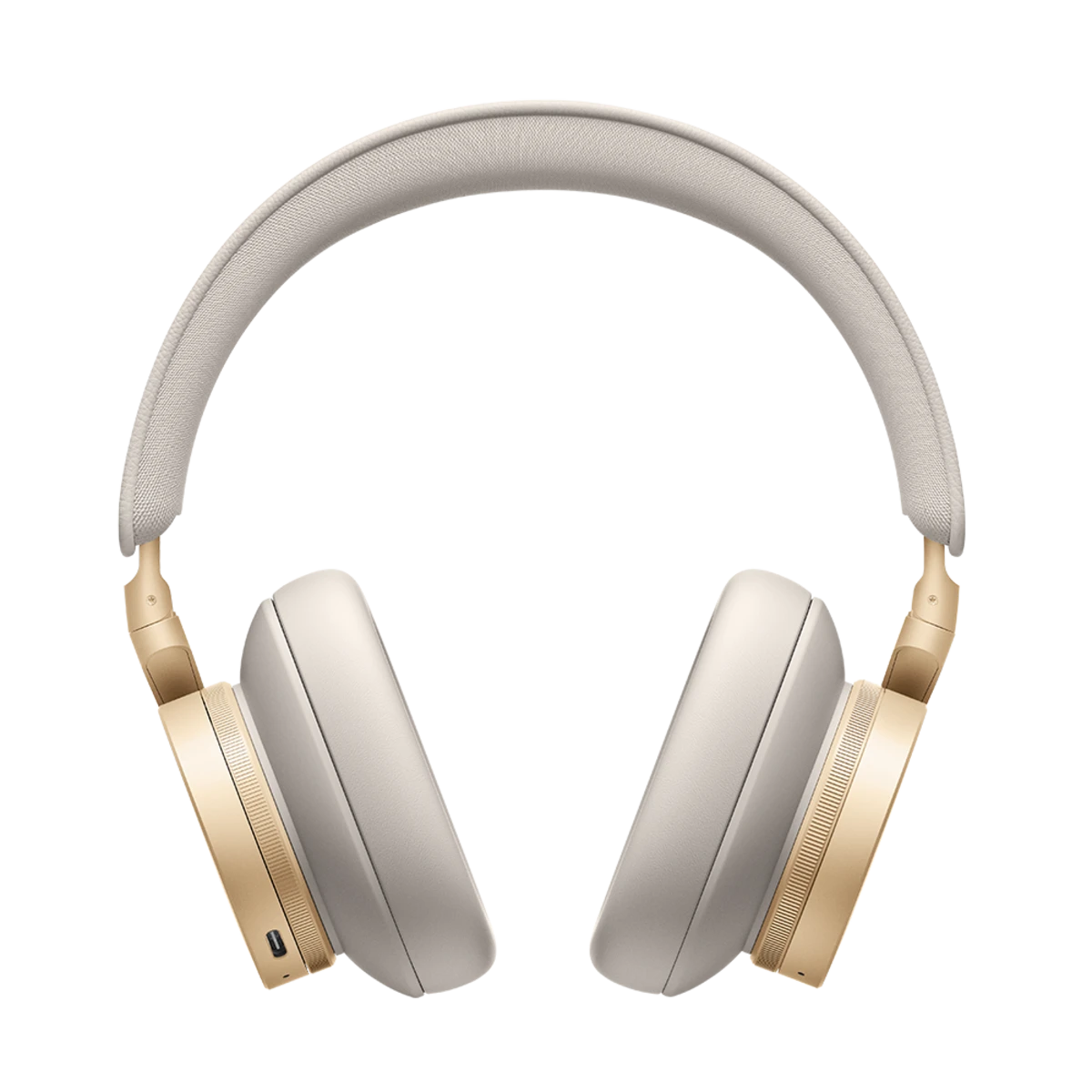 Beoplay H95 hovedtelefoner i beige og guld på hvid baggrund