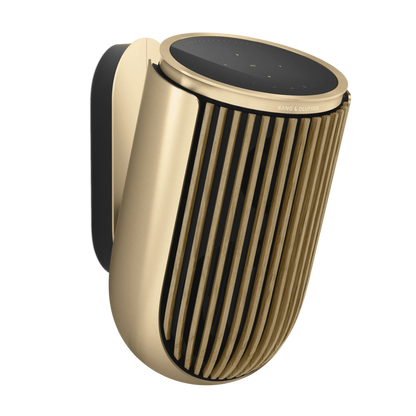 Bang & Olufsen Beolab 8 højtaler i guld finish med ribbet design og sort top