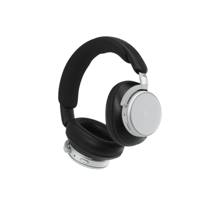 Beoplay H100 over-ear hovedtelefoner i sort og sølv på hvid baggrund