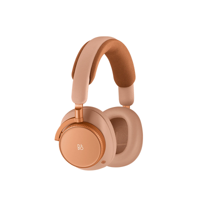 Beoplay H100 over-ear hovedtelefoner i bronze farve med blød polstring og B&O logo