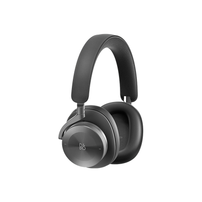 Beoplay H95 hovedtelefoner i grå med læderpolstring og B&O logo