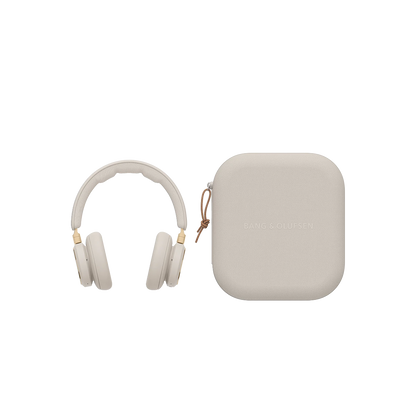 Beige Beoplay HX trådløse hovedtelefoner med medfølgende opbevaringsetui