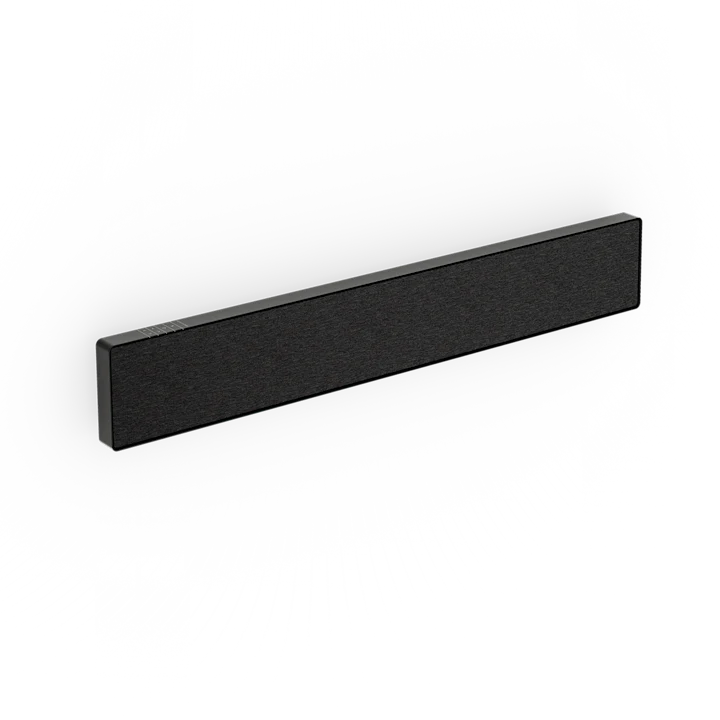 Bang & Olufsen Beosound Stage soundbar i sort på hvid baggrund