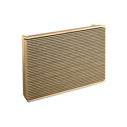 Bang & Olufsen Beosound Level portable WiFi speaker in gold finish with horizontal slat grille design